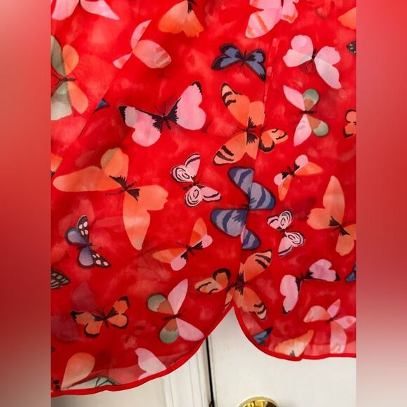 VTG Vanity Fair Red Butterflies Nylon Slip Size S - Picture 9 of 11